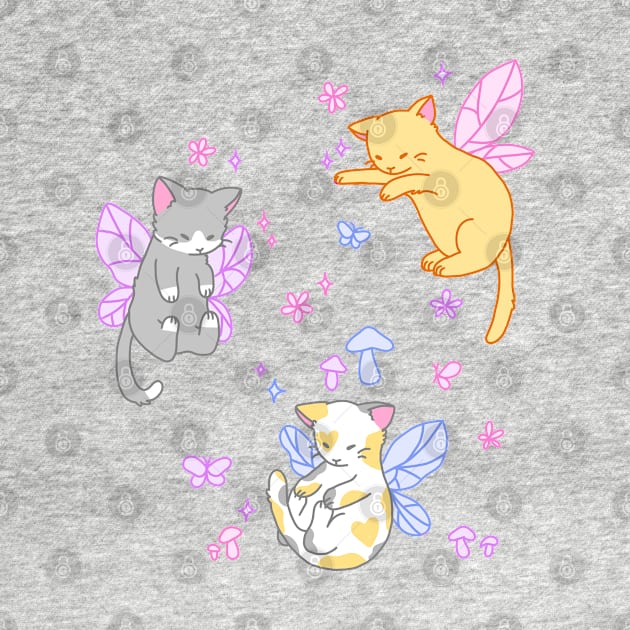 fairy kitties (pink/purple/blue) by casserolestan